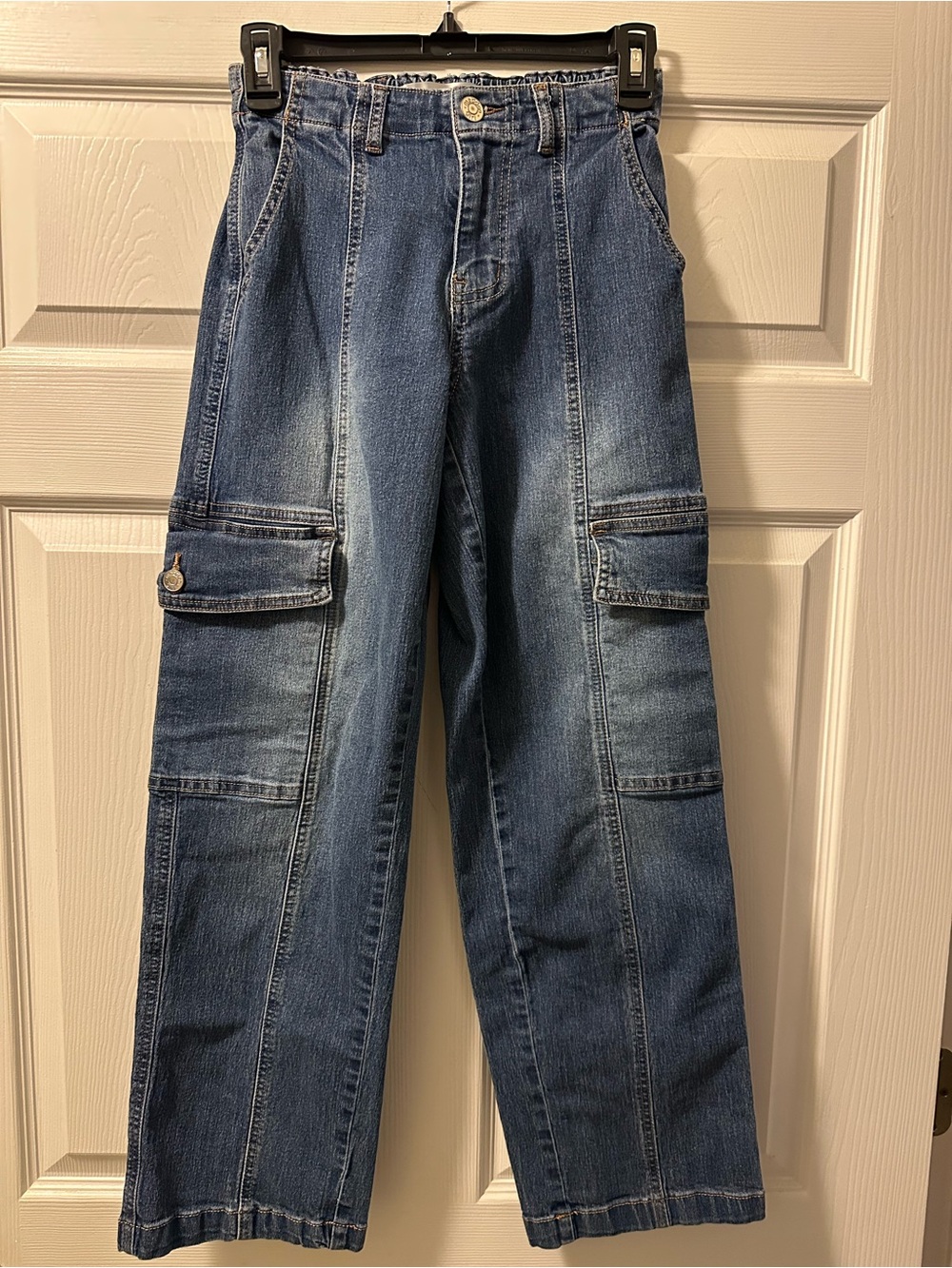 Juniors Madden Girl Blue Relaxed Cargo Denim Jeans - Size XS